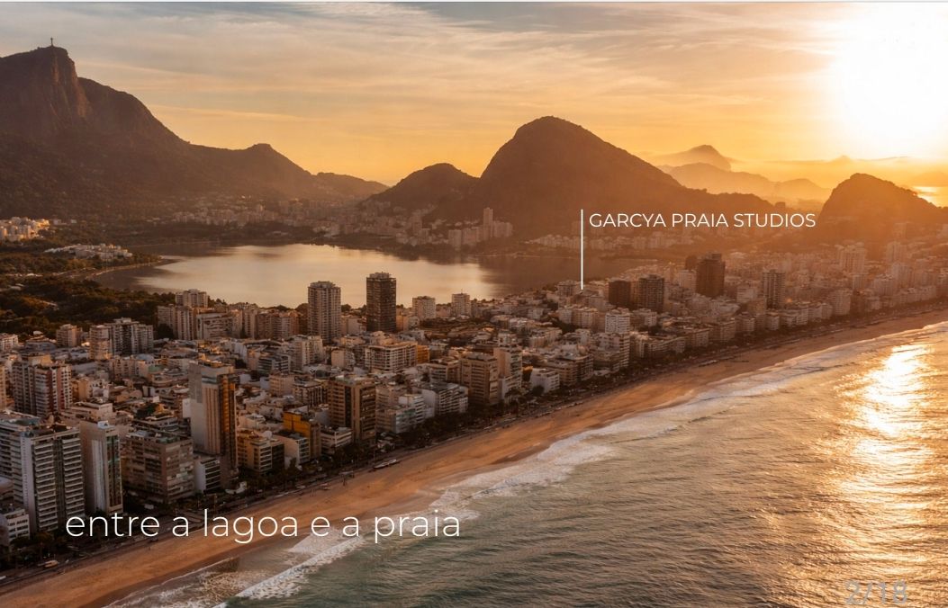 Vista aérea de Ipanema entre a Lagoa Rodrigo de Freitas e a praia